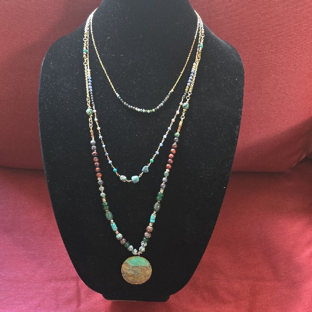 Multicolor Beaded Necklace with Pendant